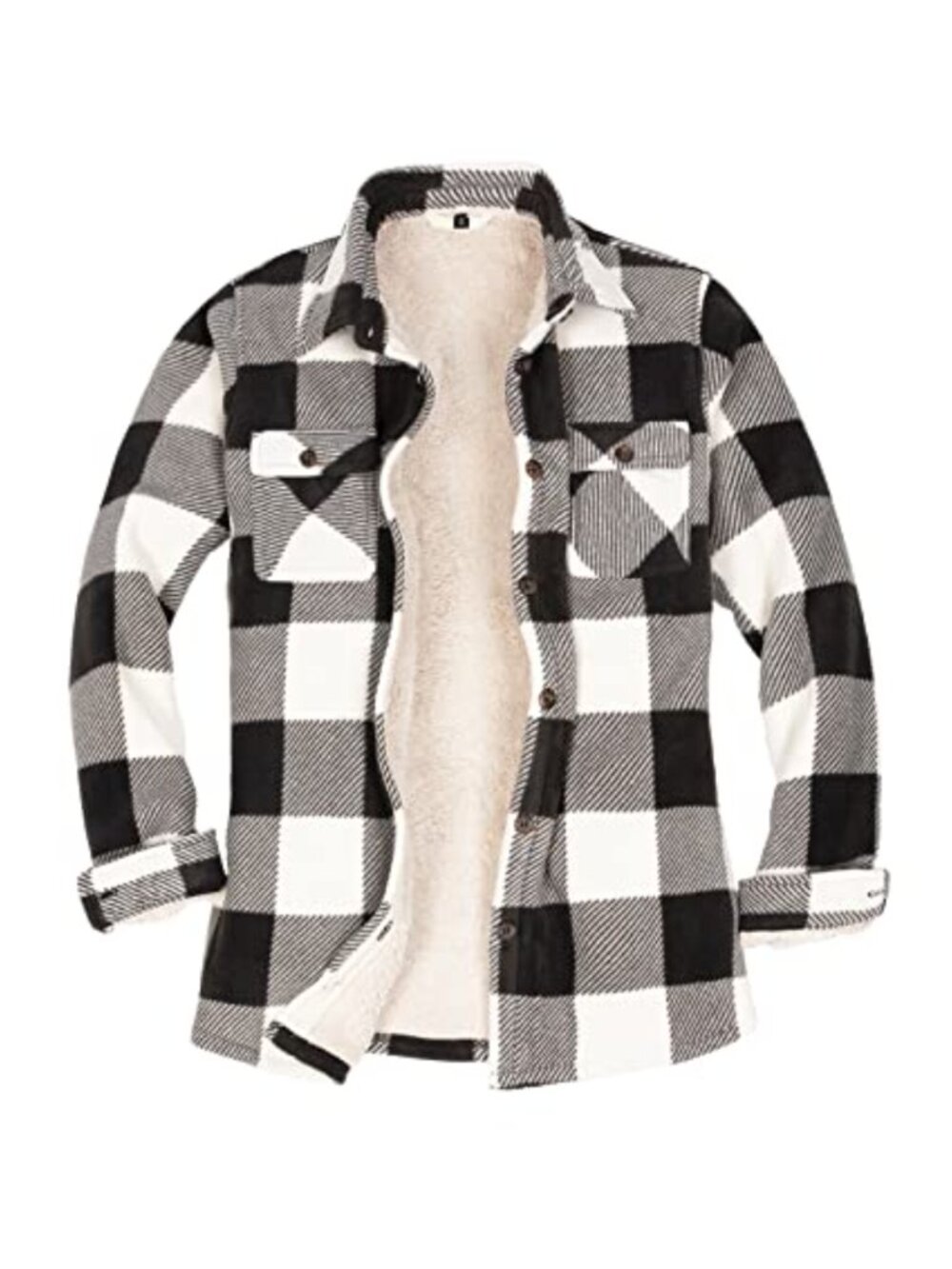 Sherpa Fleece Lined Flannel Shirt Jacket Warm Button Up Plaid Shirt Jac